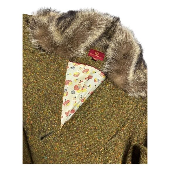 STUNNING Cole Haan GENUINE FUR & WOOL Luxury Designer Jacket Womens XL - Picture 3 of 8